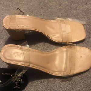 Clear sexy Sandals, 10 wide, Forever 21 Nude Block Heel Sandals